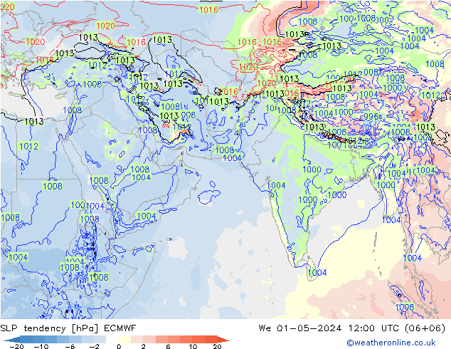 SLP tendency ECMWF St 01.05.2024 12 UTC