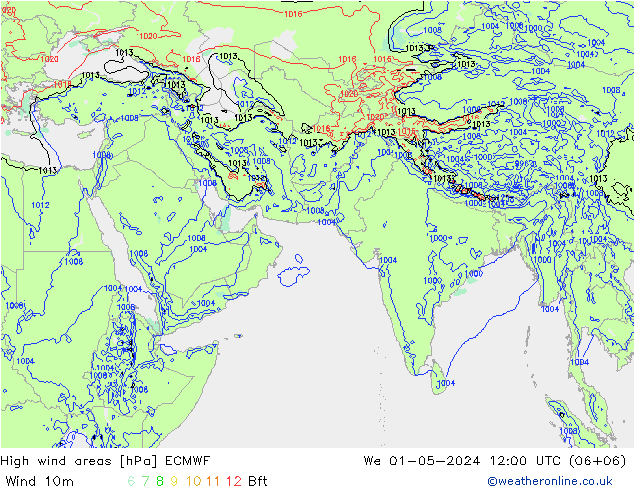 High wind areas ECMWF  01.05.2024 12 UTC