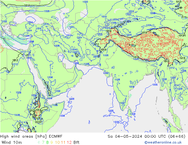 High wind areas ECMWF sáb 04.05.2024 00 UTC