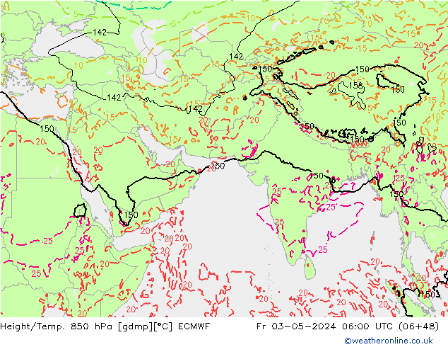 Z500/Rain (+SLP)/Z850 ECMWF vie 03.05.2024 06 UTC