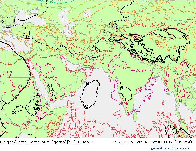 Z500/Rain (+SLP)/Z850 ECMWF Fr 03.05.2024 12 UTC