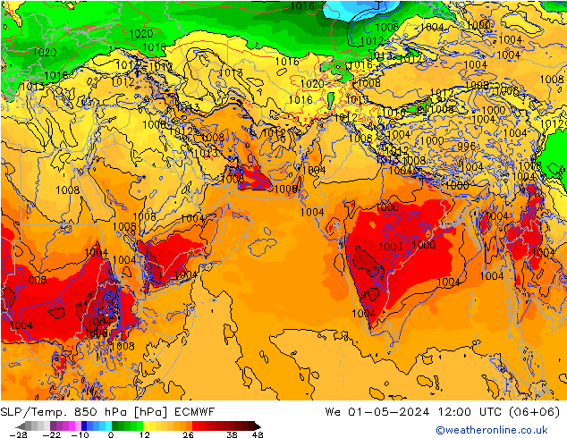 SLP/Temp. 850 hPa ECMWF We 01.05.2024 12 UTC