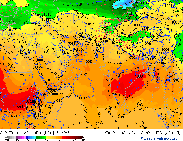 SLP/Temp. 850 hPa ECMWF We 01.05.2024 21 UTC