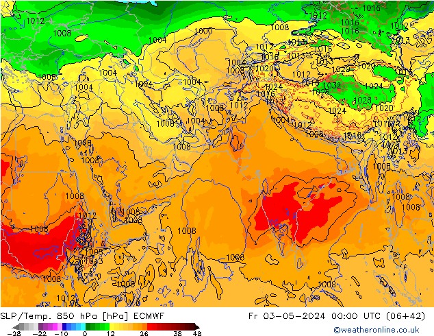 SLP/Temp. 850 hPa ECMWF Fr 03.05.2024 00 UTC