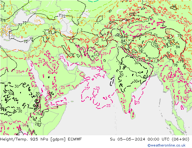 Height/Temp. 925 hPa ECMWF dom 05.05.2024 00 UTC