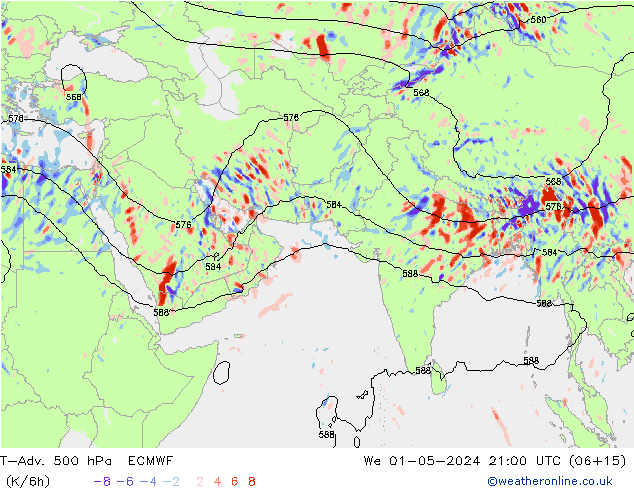 T-Adv. 500 hPa ECMWF mié 01.05.2024 21 UTC