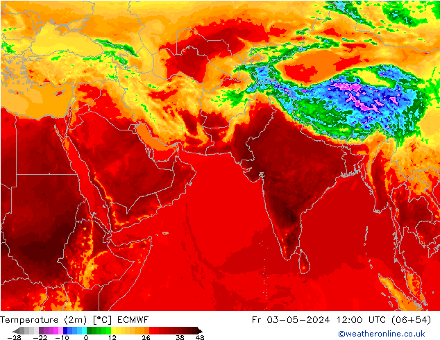 Temperature (2m) ECMWF Pá 03.05.2024 12 UTC