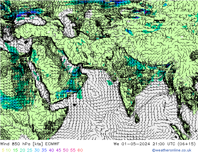 Wind 850 hPa ECMWF We 01.05.2024 21 UTC