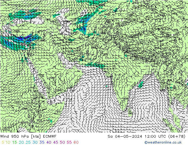 Rüzgar 950 hPa ECMWF Cts 04.05.2024 12 UTC