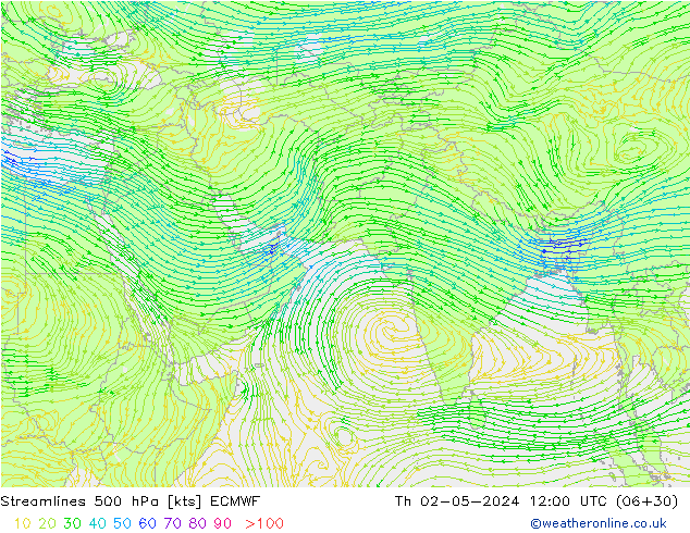 Rüzgar 500 hPa ECMWF Per 02.05.2024 12 UTC