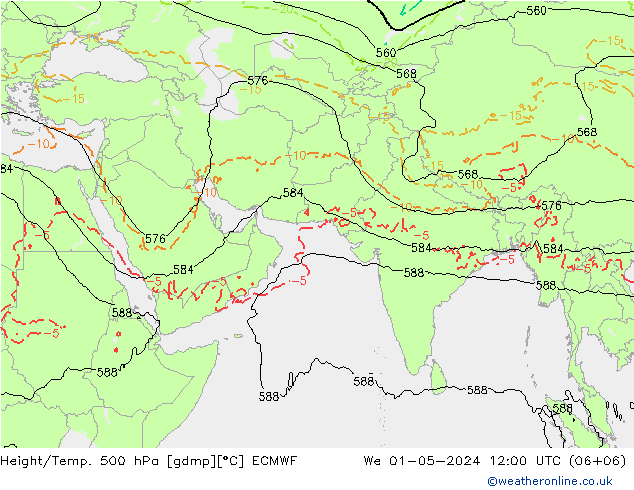 Z500/Rain (+SLP)/Z850 ECMWF mer 01.05.2024 12 UTC