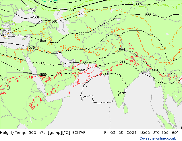 Height/Temp. 500 гПа ECMWF пт 03.05.2024 18 UTC