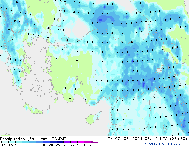 Z500/Rain (+SLP)/Z850 ECMWF Čt 02.05.2024 12 UTC