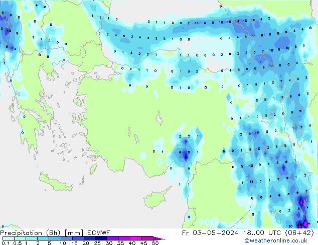 Precipitazione (6h) ECMWF ven 03.05.2024 00 UTC