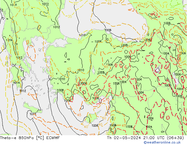 Theta-e 850hPa ECMWF jeu 02.05.2024 21 UTC