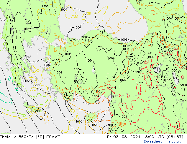 Theta-e 850hPa ECMWF Fr 03.05.2024 15 UTC