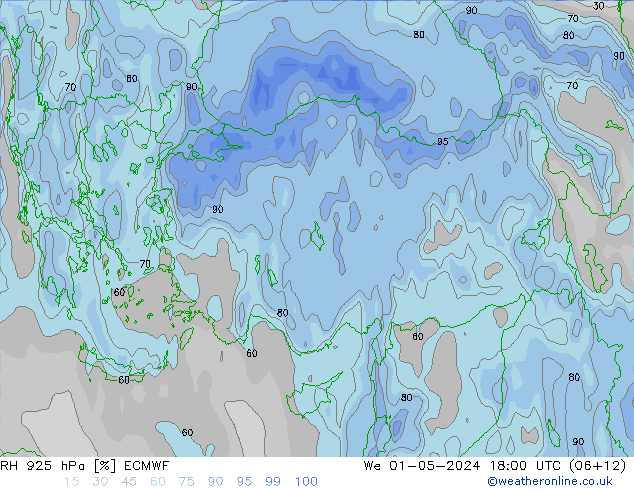 RH 925 hPa ECMWF We 01.05.2024 18 UTC