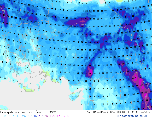 Toplam Yağış ECMWF Paz 05.05.2024 00 UTC