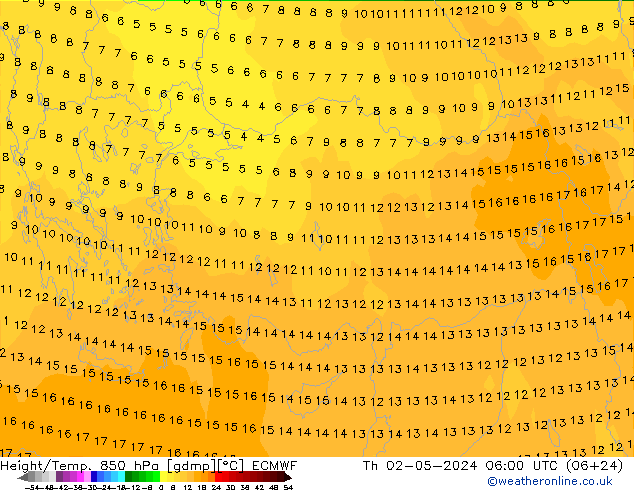 Height/Temp. 850 hPa ECMWF  02.05.2024 06 UTC