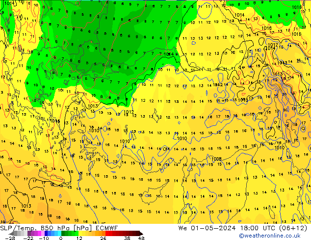 SLP/Temp. 850 hPa ECMWF We 01.05.2024 18 UTC