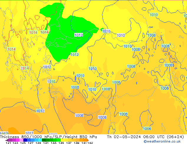 Thck 850-1000 hPa ECMWF  02.05.2024 06 UTC