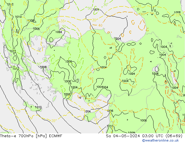 Theta-e 700hPa ECMWF za 04.05.2024 03 UTC