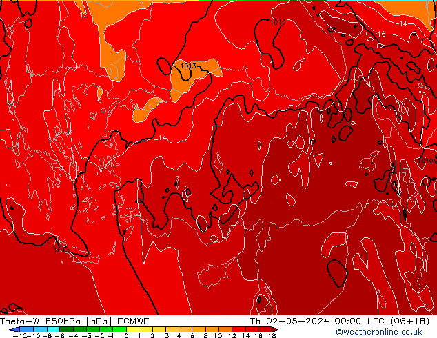 Theta-W 850hPa ECMWF Th 02.05.2024 00 UTC