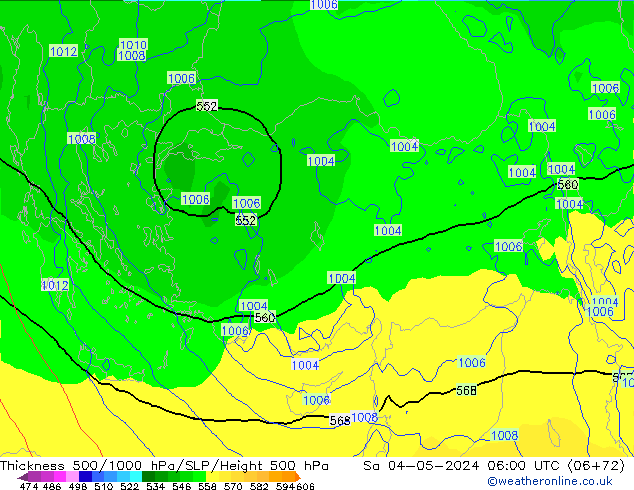 Schichtdicke 500-1000 hPa ECMWF Sa 04.05.2024 06 UTC