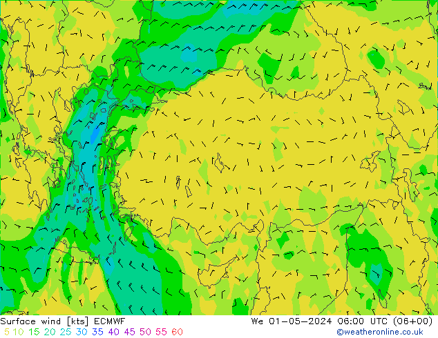 ветер 10 m ECMWF ср 01.05.2024 06 UTC