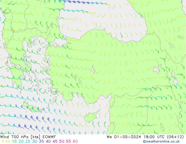 Wind 700 hPa ECMWF We 01.05.2024 18 UTC