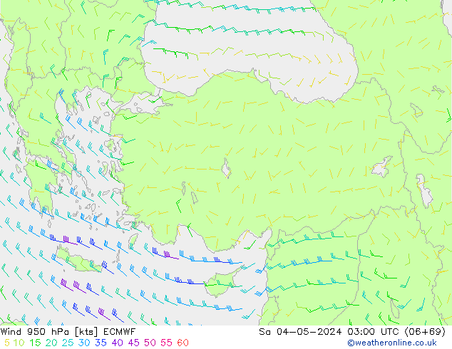 Wind 950 hPa ECMWF za 04.05.2024 03 UTC