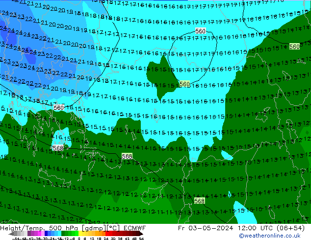 Z500/Rain (+SLP)/Z850 ECMWF Sex 03.05.2024 12 UTC