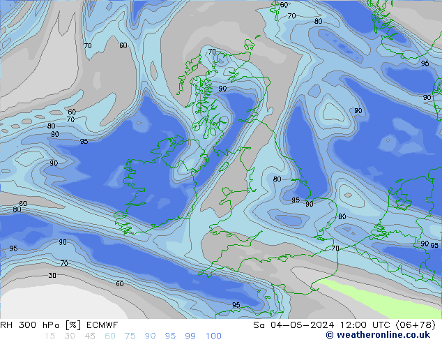 RH 300 hPa ECMWF Sa 04.05.2024 12 UTC