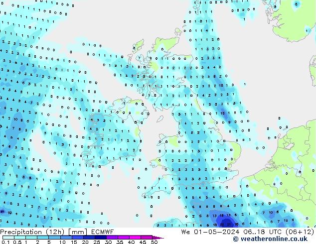 opad (12h) ECMWF śro. 01.05.2024 18 UTC