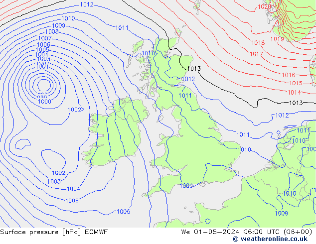 pression de l'air ECMWF mer 01.05.2024 06 UTC