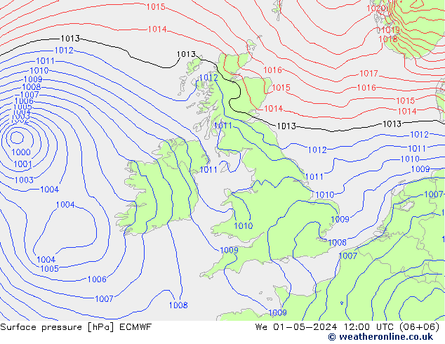 Atmosférický tlak ECMWF St 01.05.2024 12 UTC