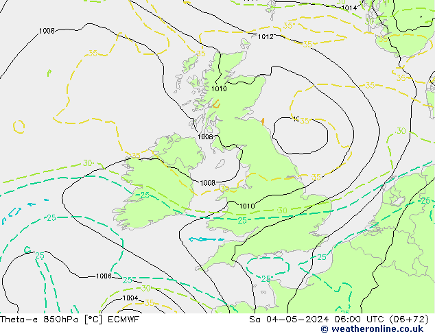 Theta-e 850hPa ECMWF So 04.05.2024 06 UTC