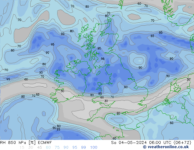 RH 850 hPa ECMWF Sa 04.05.2024 06 UTC