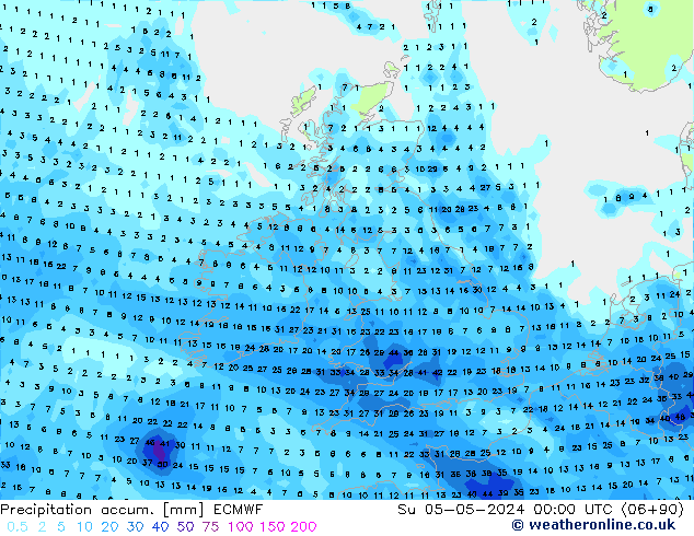 Toplam Yağış ECMWF Paz 05.05.2024 00 UTC