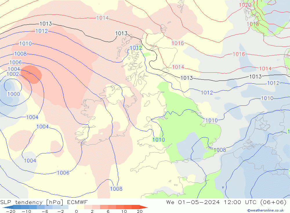 SLP tendency ECMWF We 01.05.2024 12 UTC