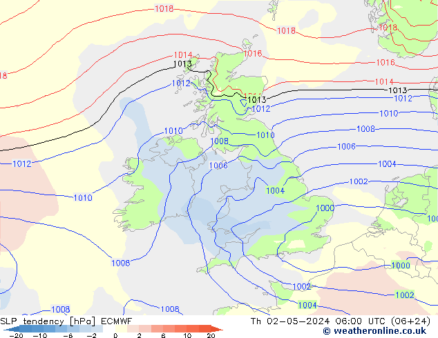 Tendenza di Pressione ECMWF gio 02.05.2024 06 UTC