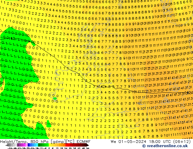 Z500/Rain (+SLP)/Z850 ECMWF mer 01.05.2024 18 UTC