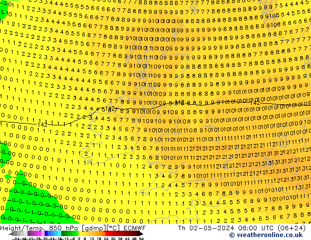 Z500/Rain (+SLP)/Z850 ECMWF Čt 02.05.2024 06 UTC