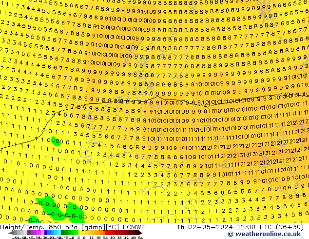 Z500/Rain (+SLP)/Z850 ECMWF  02.05.2024 12 UTC