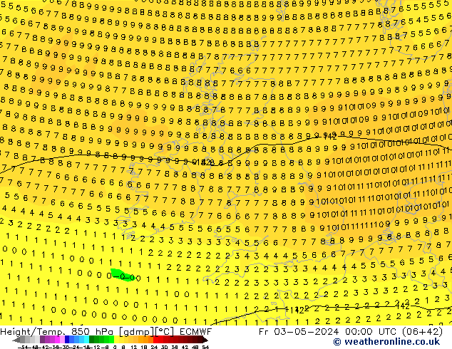 Z500/Rain (+SLP)/Z850 ECMWF пт 03.05.2024 00 UTC