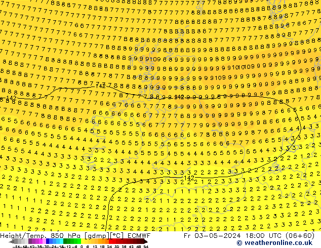 Z500/Rain (+SLP)/Z850 ECMWF vie 03.05.2024 18 UTC