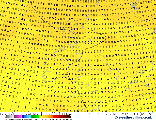 Z500/Rain (+SLP)/Z850 ECMWF сб 04.05.2024 12 UTC