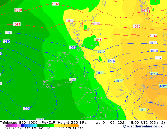 Schichtdicke 850-1000 hPa ECMWF Mi 01.05.2024 18 UTC