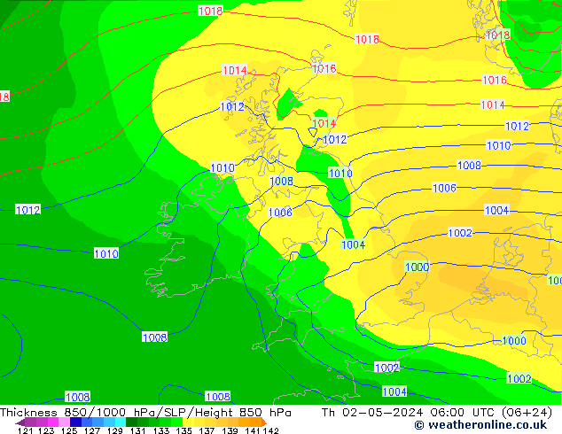 Thck 850-1000 hPa ECMWF Čt 02.05.2024 06 UTC