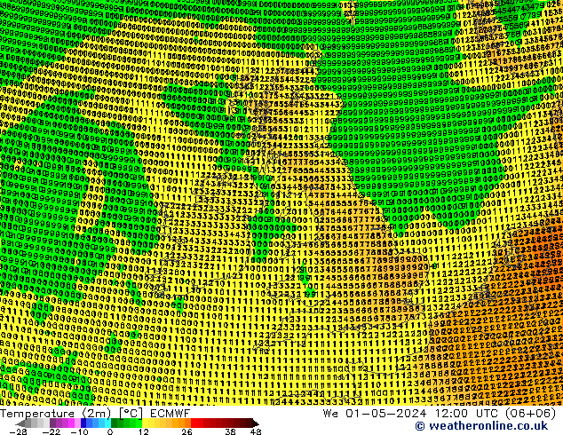 Temperature (2m) ECMWF St 01.05.2024 12 UTC